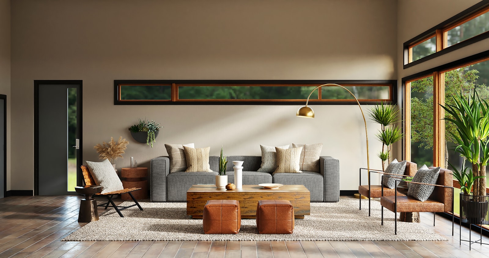 Intérieur chaleureux, mis en valeur pour la vente